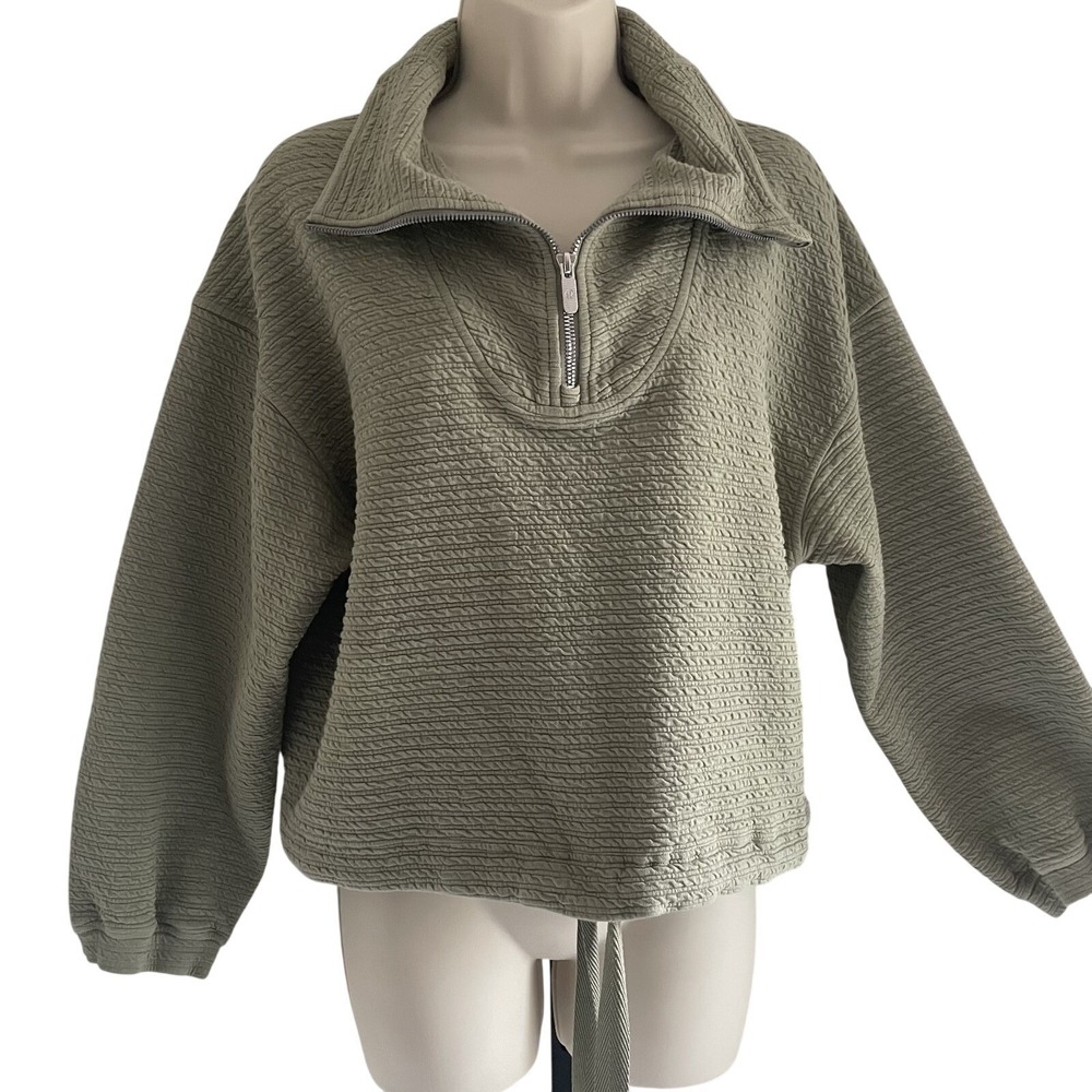 Lululemon Textured Half Zip Pullover Rosemary Green XS/S Cinch Hem